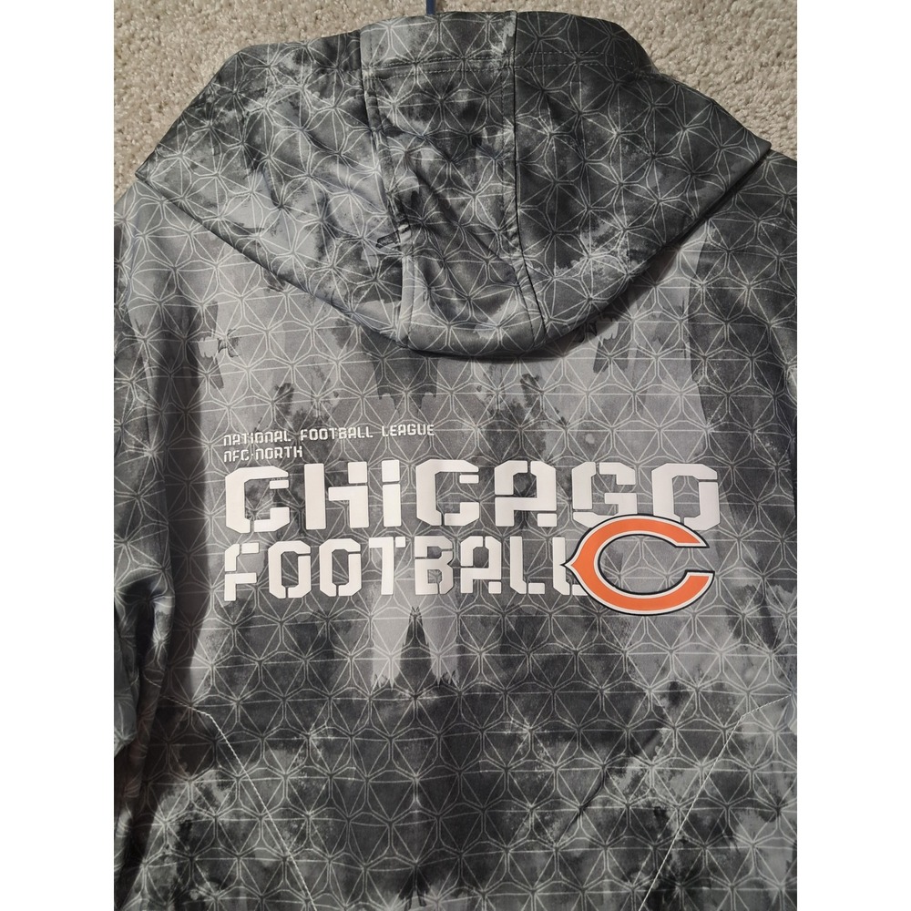 Chicago Bears Reebok Full Zip Hoodie Mens L Grey NFL Onfield Geometric Pattern - Picture 11 of 13